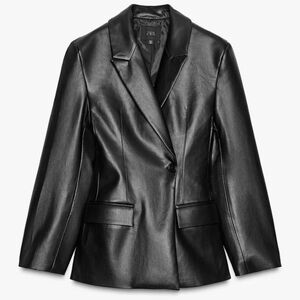 ZARA Fitted Faux Leather Blazer Sz M